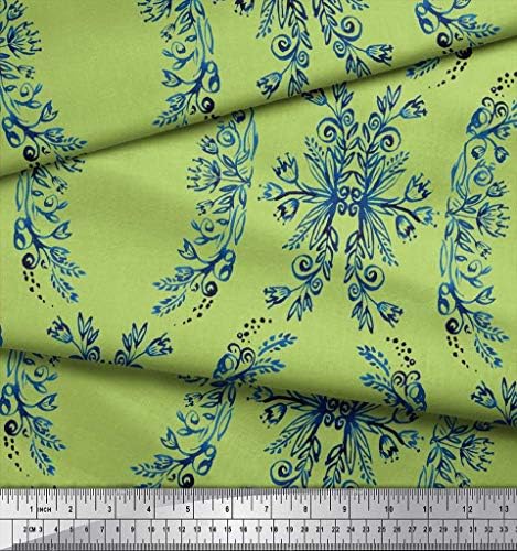Soimoi pamučna tkanina od dresova cvjetna & amp; Ogee Damast Print tkanina po dvorištu širine 58 inča