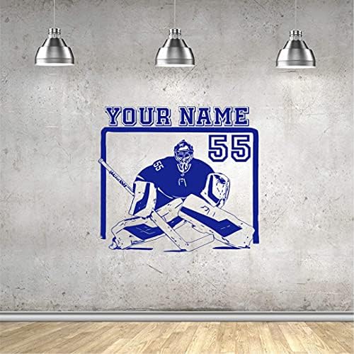 Bestdecor4you Golman Hockey Player Personalizirani zidni naljepnica - Odaberite svoje ime i broj prilagođeni treći za igrače Golseie SPORT Vinil naljepnica Decor Kids Spavaća soba DES-4