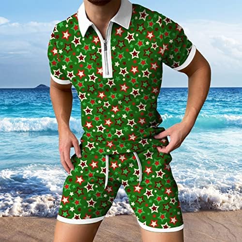 Muški ljetni trenerke setovi s džepovima rever 2 komada polo odjeće za muškarce Smiješne 3D print patent zatvarača modne golf košulje odijela