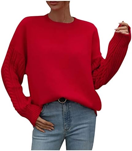 Dukseri za žene Pulover TOP Knit pletene džemper s dugim rukavima Crta Ležerne prilike pune boje pletena dukserica