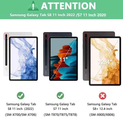 Case CC Store za Samsung Galaxy Tab S8 2022 / tab S7 2020 11 inča, tanka zaštitna futrola, višestruki podesivi, sa S olovkom i funkcijom automatskog buđenja / mirovanja