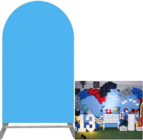 Dvostrana zatezna tkanina za napetost Strijest Spandex Arch Okvir pozadina za rođendanski tuš za bebe BATSIMBY dekoracija 4x7ft Plava pozadina u boji