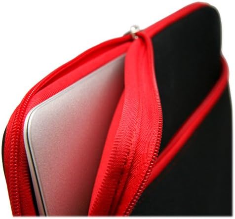 Boxwave Case Kompatibilan sa mobilnim pikselima Dualx Plus - Softsuit sa džepom, mekani torbica Neoprene poklopac sa zatvaračem patentni zatvarač - JET Black sa crvenom oblogom