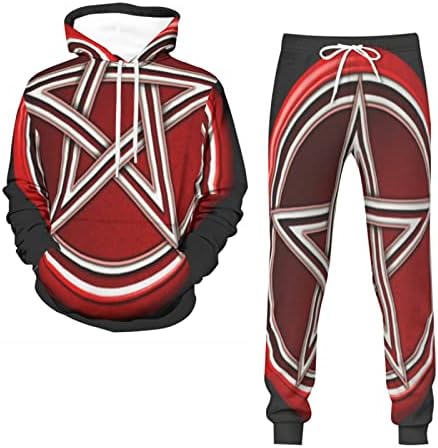 Muška trenerka 2 komada Vintage Red Pentacle Pagan Wiccan Hoodie Dukseri postavili su Casual Atletic Jogging odijela
