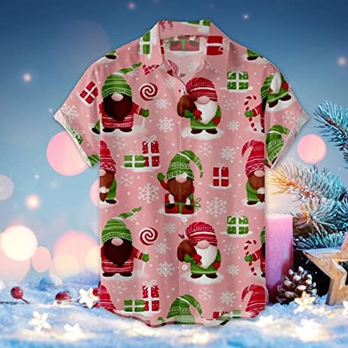 XXBR božićne majice kratkih rukava za mens, Xmas Santa Claus Ispis gumb prema dolje od ogrlica od sunca