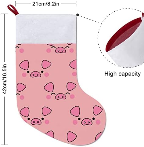 Slatke svinje suočavaju se na božićnim čarapama sa plišanim kaminom visi za Xmas Tree Decor Decor