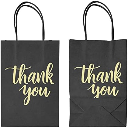 DjinnGlory 50 pakovanja malih crnih papirnih poklon kesa za zahvalnice sa ručkama i maramicom od 24 lista za mala preduzeća, kupovinu,