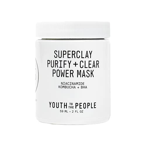 Mladost za ljude Travel Size Superclay Purify + Clear power Mask-BHA, salicilna kiselina + Maska za lice od niacinamid gline za čišćenje pora i apsorpciju viška ulja-veganska Njega kože
