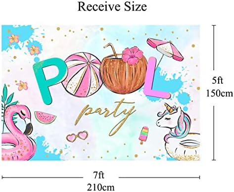 Ljeto bazen Party Backdrop djevojke Unicorn Flamingo plivanje Party Photo dekoracije djevojka akvarel slatka torta Tabela Banner zalihe 7x5ft