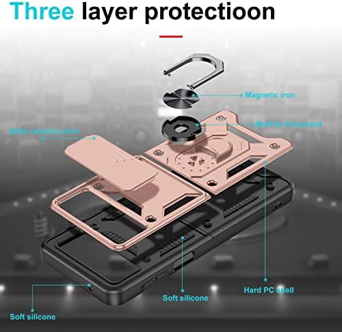 Neivi futrola za Samsung Galaxy Z Flip 4 futrola sa magnetnim kliznim postoljem zaštita poklopca kamere[8ft vojna zaštita od udara] futrola za nosač automobila za branik za Z Flip 4 Case 5G