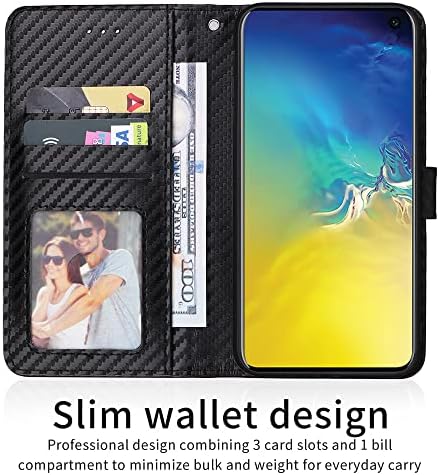 WWAAYSSXA kompatibilan sa Samsung Galaxy S10e futrolom za novčanik i kožnom kožnom trakom za narukvicu držač preklopne kartice stalak za mobilni pribor poklopac telefona za Glaxay s 10e Gaxaly 10SE Galaxies SE10 žene muškarci crni
