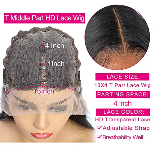 ALLBIZ Lace prednje perike za ljudsku kosu brazilske 13×4×0,5 perike ravne kose s dječjom kosom za crne žene T srednji dio čipke prednje