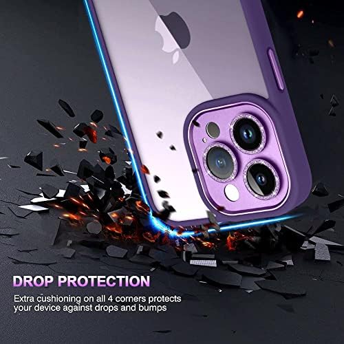 Thartlet Crystal Clear Dizajniran za iPhone 14 Pro Max Case Clear Tvrdi stražnji okvir Glitter Objektiv za fotoaparat Crni udarca