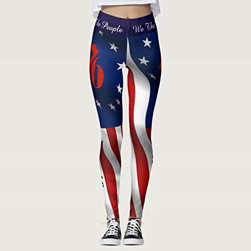 Plus Size Casual Yoga pantalone za žene rastezljive pantalone za vježbanje američke zastave helanke sa visokim usponom za podizanje