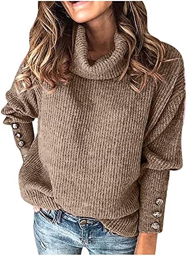 Ženski džemperi Turtleneck Jumper, moda prevelika komad pletenog puloverske dukseve Vintage Casual Fall Tunic bluza