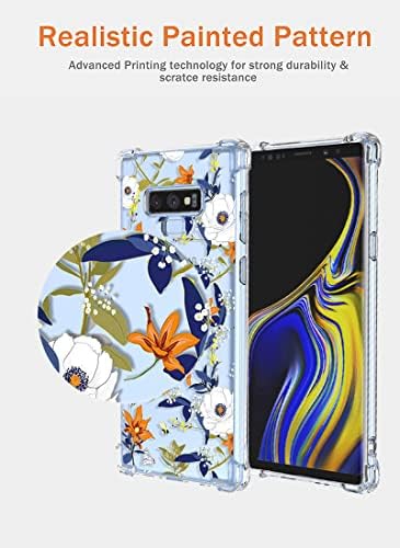 Oeurvqo za Galaxy Note 9 Slučaj Samsung Note 9 Case Žene Očisti cvjetni uzorak Slim Case Mekani TPU poklopac otporan na udarce protiv