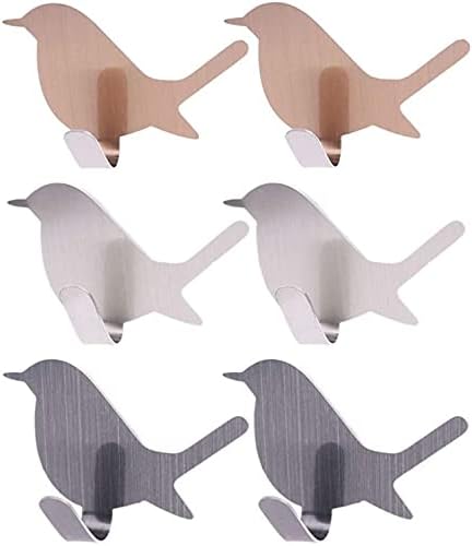 WJJ 2pcs Slatka ukrasna kuka u obliku nehrđajućeg čelika u obliku ptica u obliku ljepljive viseće kuke za kupatilo, kuhinju i dom