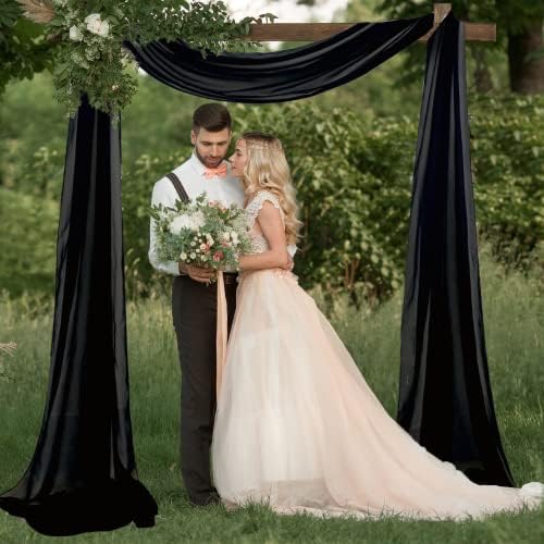 Tkanina za drapiranje vjenčanog Luka 18ft 2 ploče Crna šifonska tkanina draperija Sheer Zavjese za pozadinu vjenčani Pribor elegantni
