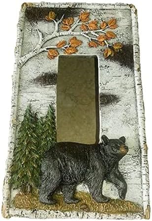 Comfy sat 4 Polyresin rustikalna priroda Birch crni medvjed papir papir za papir, multikolor, Western Retro kolekcija