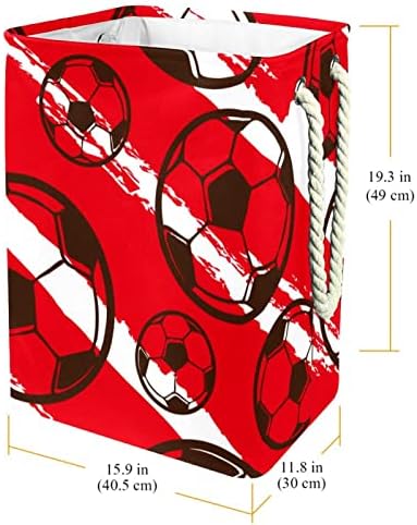 Inhomer Football Soccer Red Stripe uzorak velika korpa za veš vodootporna sklopiva korpa za odeću za organizatore igračaka za odeću, kućni dekor za spavaću sobu kupatilo