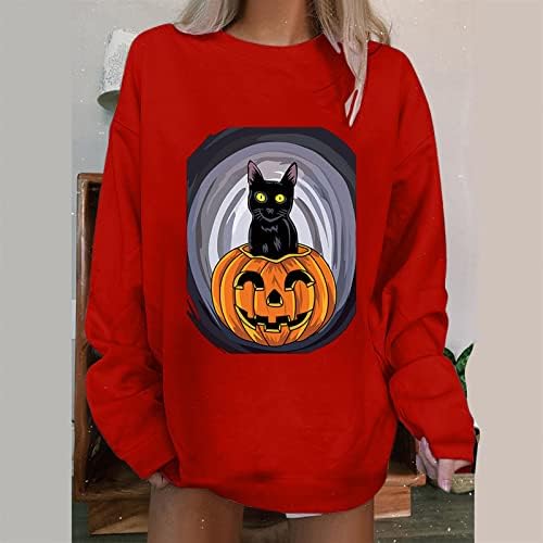 Halloween Dukseri za žene, žene, žene prevelike košulje sa trbuhom Osnovni pulover vrhovi posade Slatki grafički skakači
