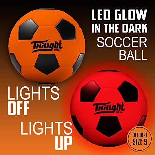 Sumright Action Glow u tamnoj nogometnoj kugli veličini 5 - za noćnu reprodukciju, djecu, mlade, odrasle - BPA, kompletan komplet W / Box - uključuje svjetlost loptu, pumpu, baterije, zamjenski alat