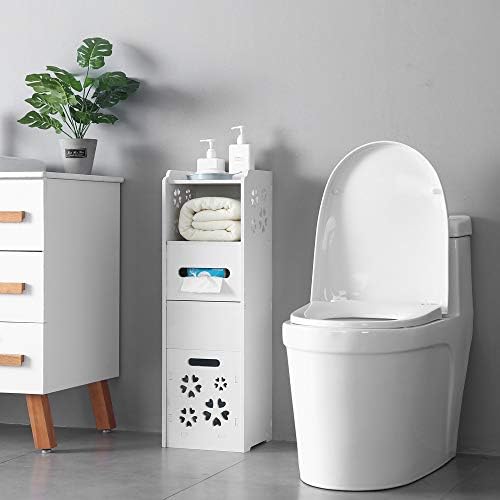 Youbtq 3-tier kupaonica s kupaonicom s smećem kabineta za smeće, drveni slobodni stojeći bočni ormar za skladištenje za fleksibilno
