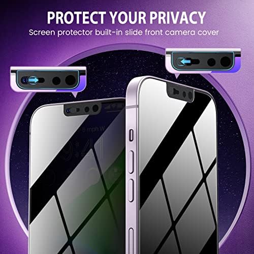 Tensea [2 pakovanje] za iPhone 13 Pro Max-iPhone 14 Plus 6,7 inčni zaštitni ekran za privatnost sa poklopcem prednje kamere, Anti-Spy crni Film od kaljenog stakla, 3d puna pokrivenost, bez mjehurića, pogodan za slučaj
