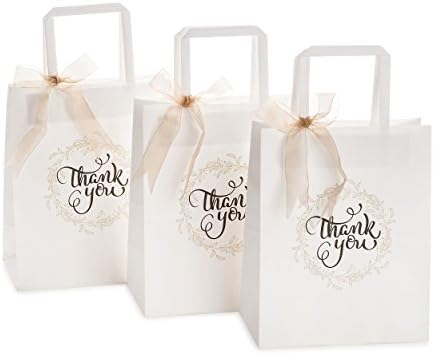 OSpecks 50 kom broje svadbene poklon torbe, torbe srednje veličine 8 x 4,75 x 10 inča papirne kese za zahvalnice, vrhunske bijele