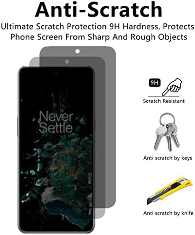 Viesup Zaštita ekrana za privatnost za OnePlus 10t 6.7 - 2 paketa Anti-špijunski zaštitni Film od kaljenog stakla visoke osjetljivosti za OnePlus 10t 5G ne podržava otključavanje otiskom prsta