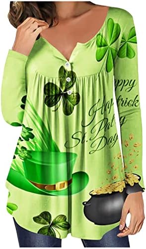 SHAMROCK košulje za žene s dugim rukavima Sveti Patricks Gnomes vrhovi grafički tines labavi bluze za gamaše