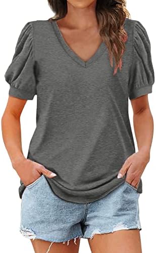 Ženska Duga Rukava Shirt Loose Fit Žene Casual Modni Vrhovi Shirt Jednobojni Gornji V Izrez Ljetni Rukav Sa Laticama