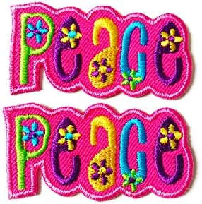 Set 2 kom. Mini ružičasti mir sladak crtani logotip jakna majica SEW Gvožđe na izvezenom aplicijskom znaku znakovnicu za patch odjeću