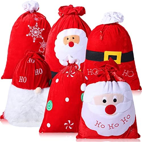 Nuogo 6 kom velike baršunaste Božićne vreće prevelike baršunaste Santa poklon torba za višekratnu upotrebu Božićne vreće 6 stilova
