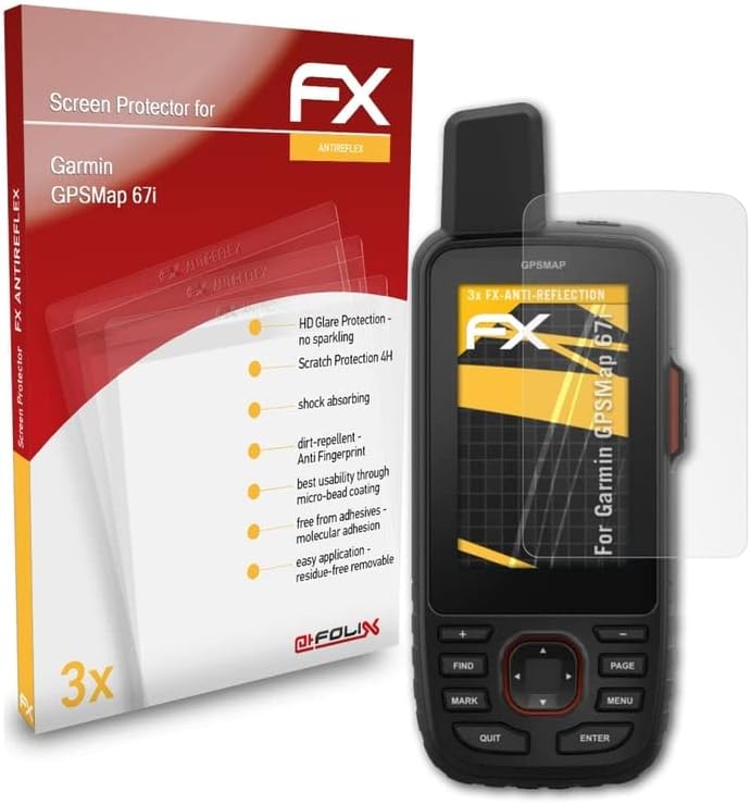 Atfolix zaštitnik ekrana kompatibilan sa Garmin GPSMAP 67i folijom za zaštitu ekrana, Antirefleksnom i FX zaštitnom folijom koja apsorbuje