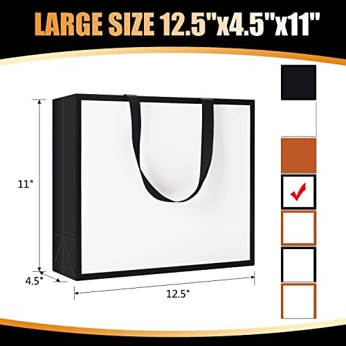 Crno-bijele poklon vrećice, Yaceyace 20pcs 12.5 x4.5 x11 Velike poklon vrećice bijele i crne poklon vrećice s vrpcom za ručke, vjenčane