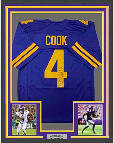 Uokvireni autogramirani / potpisan Dalvin Cook 4 33x42 Minnesota Color Rush Purple Football Jersey Beckett Bas Coa