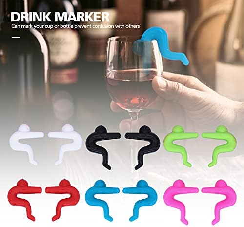 Markeri za vinsko staklo, 6 boja silikonsko staklo za vino oznake slatkog oblika za višekratnu upotrebu lako se prepoznaje za rođendanske zabave za porodična okupljanja