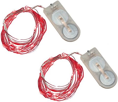 Lumabase LED Vilinska žičana svjetla na baterije - Crvena, 40 lampica na kablu od 169, Set od 2, 64302