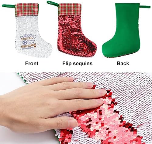 Prognoza vikenda Soccer Sequin Božićni čarapa sjajni zid viseći ukras ukrase za Xmas Tree Holiday Party