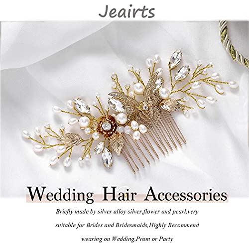 Jeairts Butterfly Bride vjenčani češalj za kosu Pearl Bridal Hair Pieces Flower Wedding Headpiece Crystal Bridal Hair Accessories za žene i djevojčice
