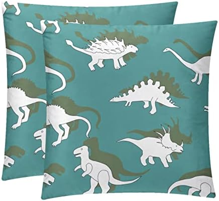 VbFofbv set od 2 Lumbars jastuka, meka ukrasa za kućnu seosku kuću, plavi crtani životinjski dinosaur