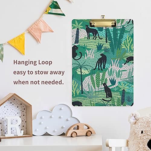 Panthers Tropical Leaves Plastic Clipboards with Metal Clip Letter letter size Clipboard Low Profile Clip Boards for Kids Office Classroom