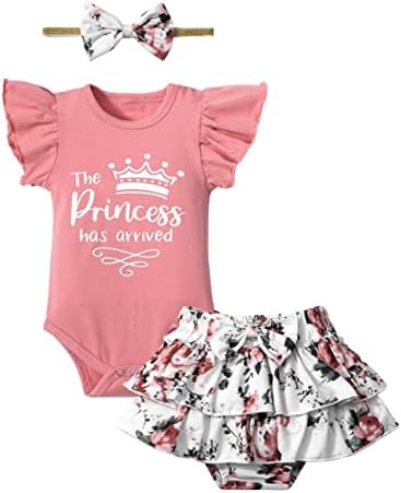 Adifun Baby Girl Odeća, djevojke Ljeto odijelo RomaPer setovi ruffle kratki rukav + kratke hlače + bow kose 3pcs set