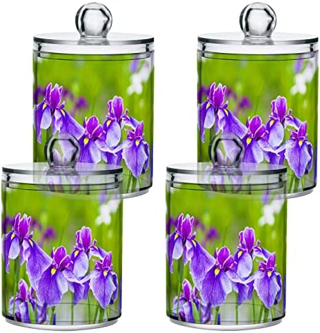 Yyzzh ljubičasta cvijeća ljubičasta iris cvijeće priroda cvjetni 2 pakovanje QTIP-ovog držača za pamučne swab kugle okrugli jastučići