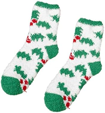 Super sladak topli plišanje mekani božićni print ženske božićne čarape čarape čarape zimske čarape žene trčaju atletičke čarape