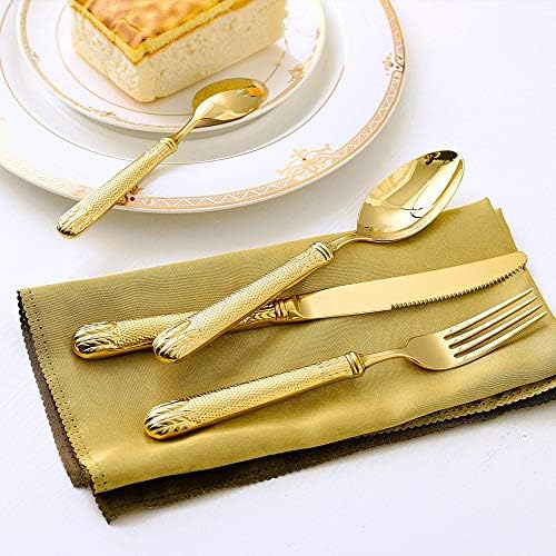 Kekkein Top Qaulity Luxury zlatni pribor za jelo 4kom Nerđajući čelik graviranje Tabela nož viljuška kašika
