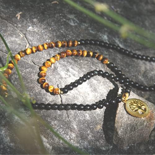 Alaigra Obsidian ogrlica Drvo života ogrlica od perli za muškarce i žene crni Obsidian Tiger Eye muške ogrlice od perli budističke