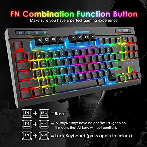 Mehanička tastatura za igre, Chroma RGB 18 vrsta LED pozadinskim osvjetljenjem plava sklopka kompaktna tastatura sa žičanim tipkom