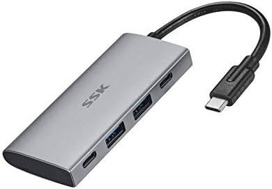 SSK USB C 10Gbps Hub, 4-u-1 SuperSpeed USB 10Gbps Tip C Multiport Adapter sa 2 USB C 2 USB A 3.1 / 3.2 Gen2 10Gbps porta, USB C Dock